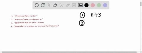 b-write-an-algebraic-expression-for-each-verbal-phrase1n31three-more-than-a-number2-the-sum-of-twice-a-number-and-ten3-seven-more-than-five-times-a-numberthe-product-of-a-number-and-one-more-84544