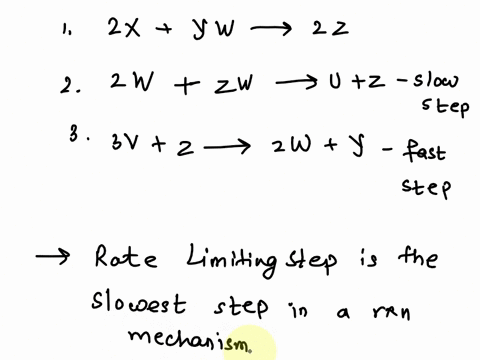 for-the-following-questions-consider-the-following-reaction-mechanism-step-1-2x-y-w-2z-fast-step-2-w-z-w-u-v-slow-step-3-v-z-2-w-y-fast-refer-to-exhibit-11-2-the-rate-limiting-step-in-this-r-97546