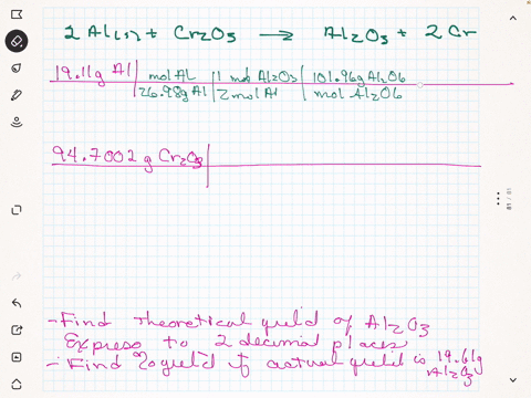 calculate-the-maximum-mass-of-aluminum-oxide-al2o3-formed-when-1911-g-of-aluminum-al-reacts-with-947002-g-of-chromiumiii-oxide-cr2o3-in-accordance-with-the-following-equation-not-balance-2-a-95528