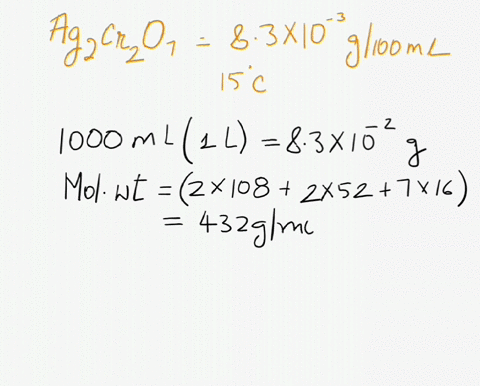 the-solubility-of-silver-dichromate-at-15circ-mathrmc-is-83-times-10-3-mathrmg-100-mathrmml-solution-27372