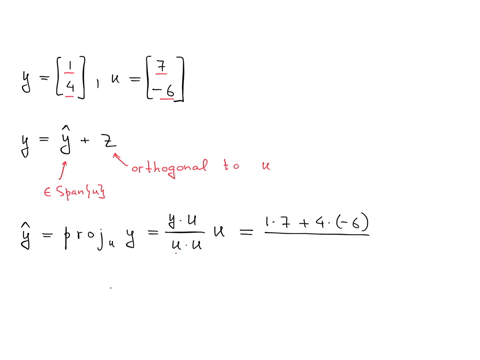 let-y-andu-write-y-as-the-sum-of-two-orthogonal-6-vectorsone-in-span-u-and-one-orthogonal-to-u-yy2-type-an-integer-or-simplified-fraction-for-each-matrix-element-list-the-terms-in-the-same-o-66422