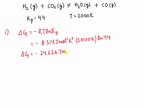 the-equilibrium-constant-kp-for-the-reaction-below-is-440-at-2000-k-h2g-co2g-h2og-cog-calculate-g-o-for-the-reaction-kjmol-calculate-g-for-the-reaction-when-the-partial-pressures-are-ph2-022-82274