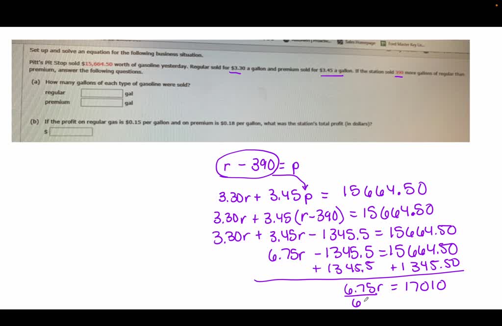 SOLVED Set up and solve an equation for the following business