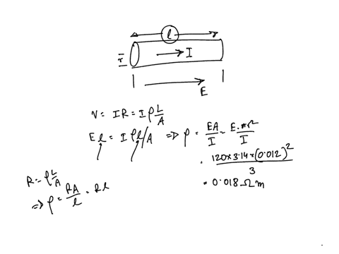 q1-a-conductor-of-uniform-radius-120-cm-carries-a-current-of-300-a-produced-by-an-electric-field-of-120-vm-what-is-the-resistivity-of-the-material