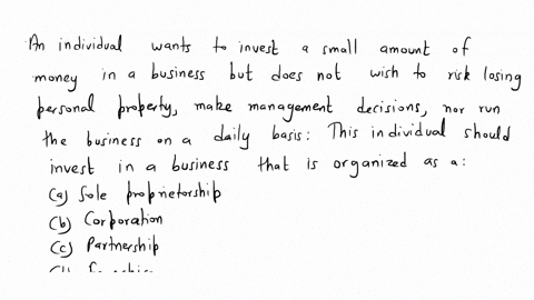 an-individual-wants-to-invest-a-small-amount-of-money-in-a-business-but-does-not-wish-to-risk-losing-personal-property-make-management-decisions-nor-run-the-business-on-a-daily-basis-this-in-30322