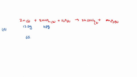 an-alkaline-battery-produces-electrical-energy-according-to-the-following-equation-zns-2-mno2s-h2ol-znoh2s-mn2o3s-a-determine-the-limiting-reactant-if-135-g-zn-and-480-g-mno2-are-used-b-dete-68743