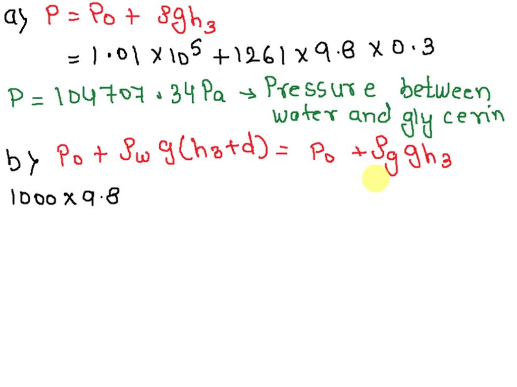 SOLVED ha Now the oil is replaced with height hz 0.3 m of glycerin