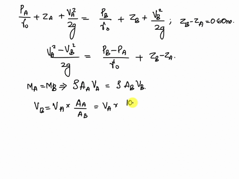 oil-with-a-specific-gravity-of-085-flows-from-a-to-b-through-the-special-fabricated-system-shown-in-figure-calculate-the-volume-flow-rate-of-oil-50-mm-inside-diameter-flow-600-mm-100-mm-insi-41358