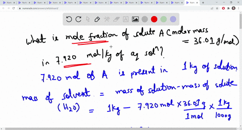 what-is-the-mole-fraction-of-solute-a-molar-mass-3601-gmol-in-a-7920-molkg-aqueous-solution-of-a-13403