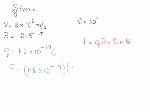 an-electron-moves-with-a-speed-of-80-106-ms-along-the-x-axis-it-enters-a-region-where-there-is-a-magnetic-field-of-25-t-directed-at-an-angle-of-60-to-the-x-axis-and-lying-in-the-xy-plane-cal-81045