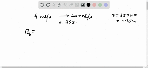 the-angular-velocity-of-a-car-wheel-changes-from-4-rads-to-20-rads-in-25-s-if-the-wheel-has-a-radius-of-350-mm-what-is-the-tangential-linear-acceleration-of-a-point-on-the-rim-of-the-wheel