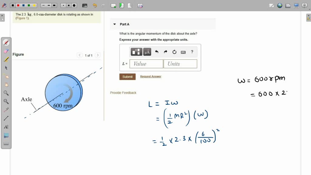 SOLVEDThe 2.3 kg 0cmdiameter disk is rotating as shown in (Figure 1