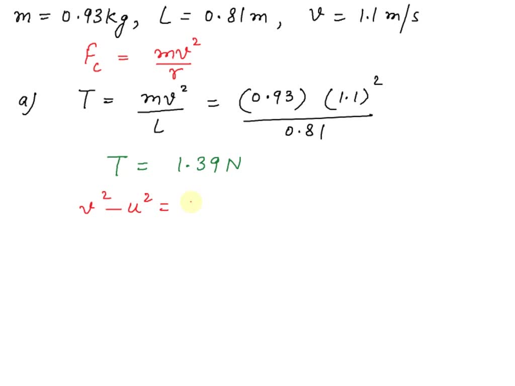 SOLVED: Problem 5: A rock of mass m = 0.93 kg is attached to a massless ...