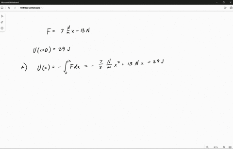 a-single-conservative-force-f-70x-13-n-where-x-is-in-meters-acts-on-a-particle-moving-along-an-x-axis-the-potential-energy-u-associated-with-this-force-is-assigned-a-value-of-29-j-at-x-0-a-w-52424