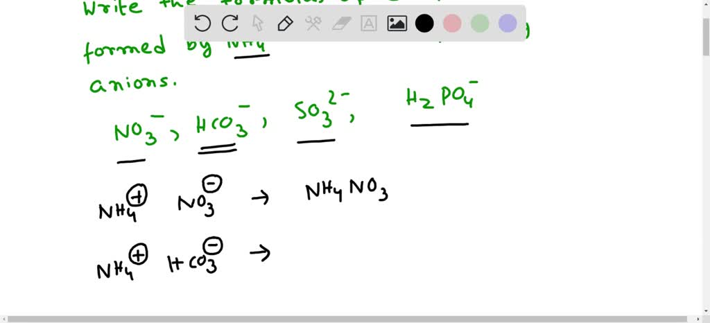 SOLVED: Write the formulas of the compounds formed by NH4+ with the ...