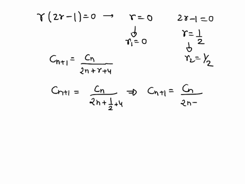 solving-differential-equation-by-frobenius-method-of-series-solution-about-obtain-the-following-indicial-equation-and-recurrence-relation-r2r-1-0-and-ct-znr4cn-where-n01231-find-the-solution-00948