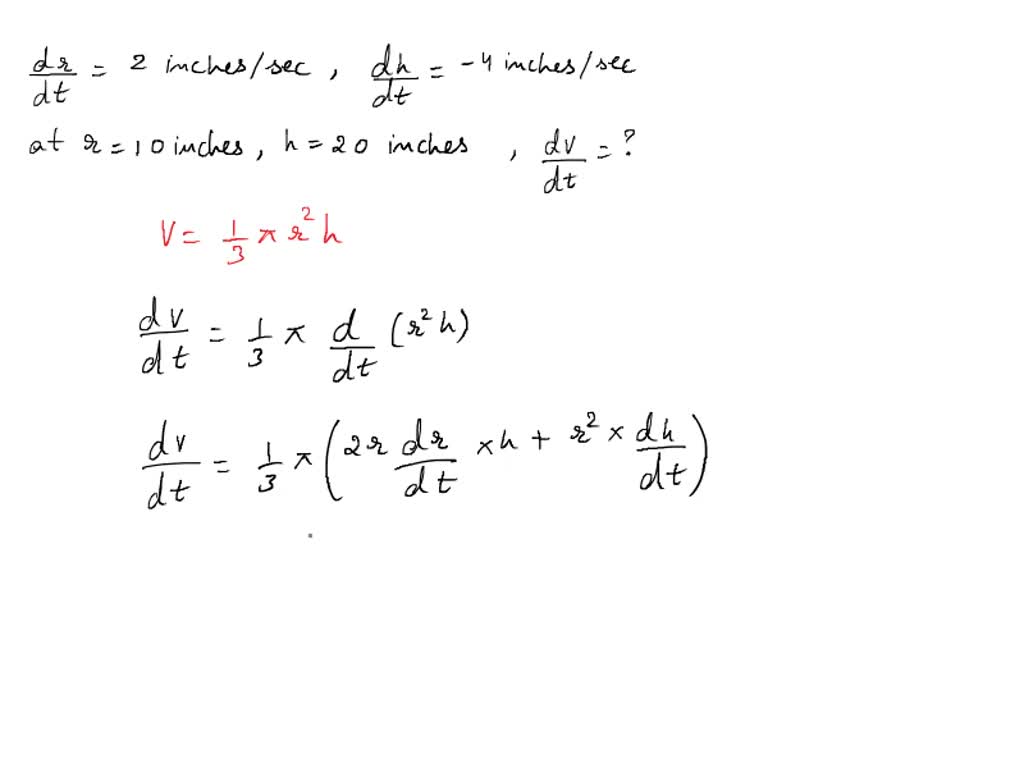 solved-the-radius-of-a-right-circular-cone-is-increasing-at-a-rate-of