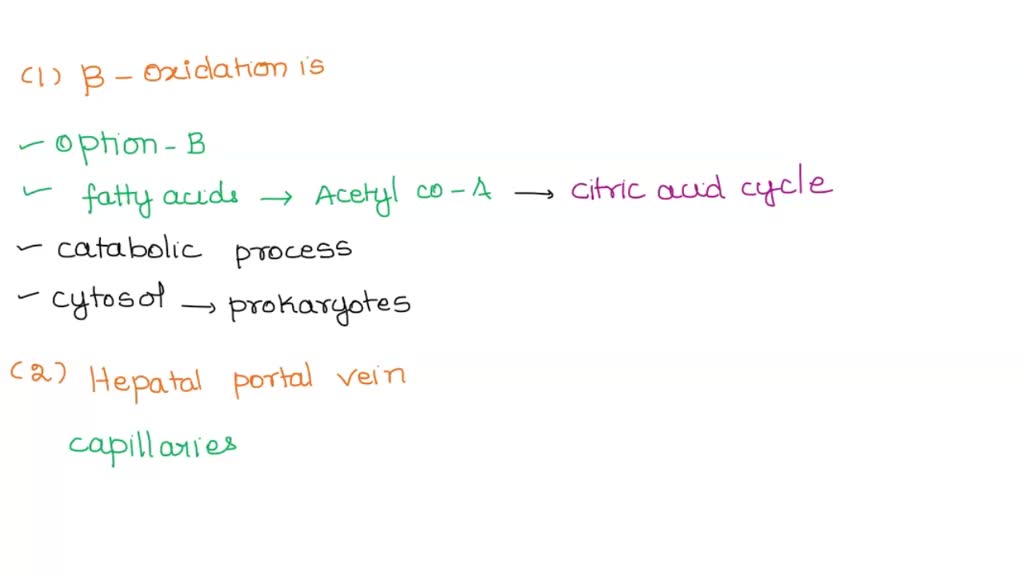 SOLVED QUESTION 1 Betaoxidation is the breakdown of glucose to form