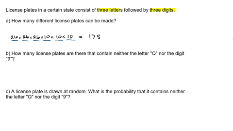 license-plates-in-a-certain-state-consist-of-three-letters-followed-by-three-digits-a-how-many-different-license-plates-can-be-made-b-how-many-license-plates-are-there-that-contain-neither-t-56344