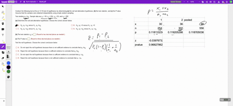 conduct-the-following-test-at-the-a-10-level-of-significance-by-determining-a-the-null-and-alternative-hypotheses-assume-that-the-samples-were-obtained-independently-using-simple-random-samp-38905