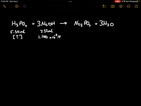 a-530-ml-sample-of-an-h3po4-solution-of-unknown-concentration-is-titrated-with-a-110010-2-m-naoh-solution-a-volume-of-732-ml-of-the-naoh-solution-was-required-to-reach-the-equivalence-point-71626