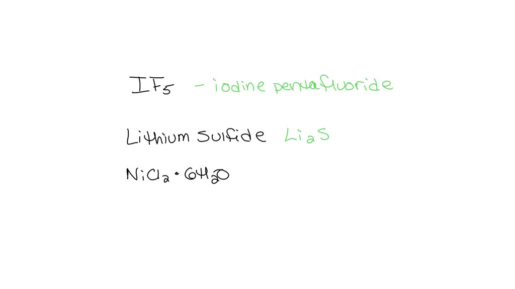 SOLVED: Provide the chemical formula (including brackets where ...
