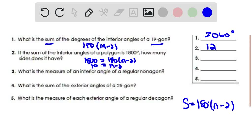 Interior Angles Of A 19 Gon