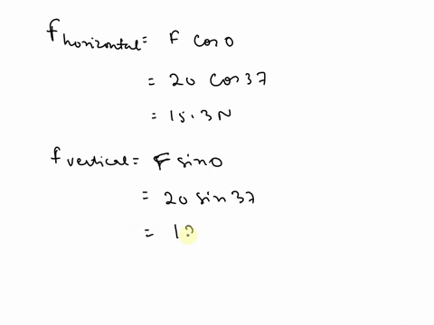 a-force-f-20-n-at-an-angle-0-37-with-the-horizontal-is-exerted-on-a-block-of-mass-2-kg-located-on-a-horizontal-surface-that-has-coefficient-of-friction-05-find-the-acceleration-of-the-block-18715