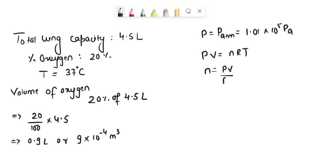 SOLVED The total lung capacity of a typical adult is 5.4 L