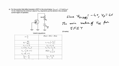 Question 2 (30 Marks) A JFET circuit is shown in Figure 1 below. The n ...