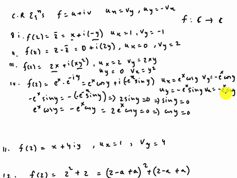 8111213-complex-analysis-for-the-following-functions-show-that-fz-does-not-exist-as-cr-equations-are-not-satisfied-i-fzz-ii-fzz-z-iii-fz2xixy2-iv-fzee-y-9show-that-fzand-its-derivative-fzexi-06164