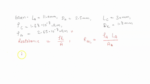 calculate-the-ratio-of-the-resistance-of-110-mm-of-aluminum-wire-25-mmmm-in-diameter-to-300-mm-of-copper-wire-18-mmmm-in-diameter-the-resistivity-of-copper-is-168108m168108m-and-the-resistiv-85474