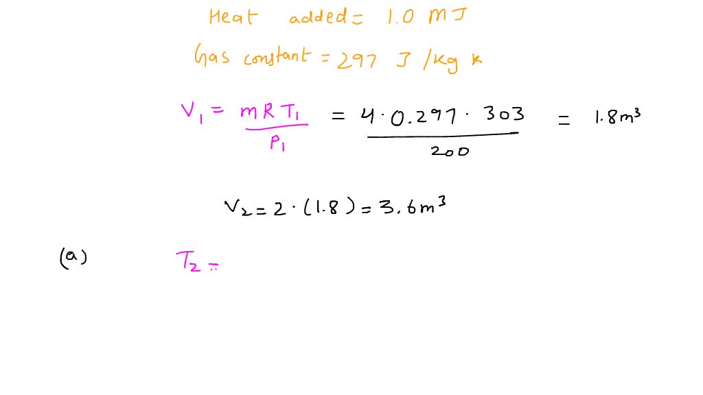 SOLVED A cylinder with piston contains 4 kg of ideal gas at pressure