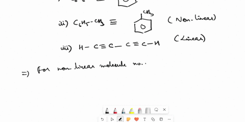how-many-normal-modes-of-vibration-are-there-for-the-following-molecules-i-c6h6-ii-c6h5ch3-iii-hcc-cch-92371