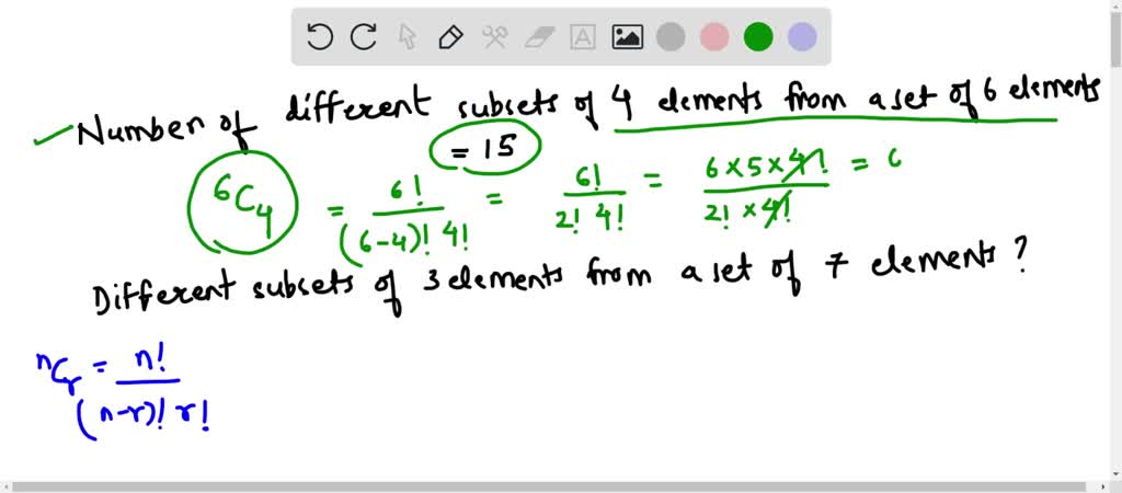 SOLVED: The number of different subsets of 4 elements that can be ...