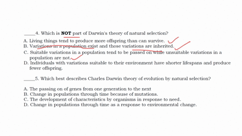 a6-45-write-the-letter-and-the-answer-which-is-not-part-of-darwins-theory-of-natural-selection-a-living-things-tend-to-produce-more-offspring-than-can-survive-b-variations-in-a-population-exist-and-th