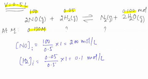 a-mixture-of-0100-mol-of-no-0050-mol-of-h2-and-0100-mol-of-h2o-is-placed-in-a-050-l-vessel-the-following-equilibrium-is-established-2-no-g-2-h2-g-n2-g-2-h2o-g-at-equilibrium-no-0130-m-calcul-53423