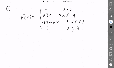 determine-the-probability-density-function-for-the-following-cumulative-distribution-function-x-0-02x-0-x-4-fx-004x-064-4-x-9-9-x-find-the-value-of-the-probability-density-function-at-x-13-31554
