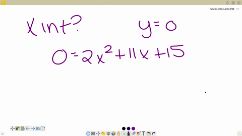 question-content-area-top-part-1-find-the-x-intercepts-of-the-given-function-y-equals-2-x-squared-plus-11-x-plus-15-question-content-area-bottom-part-1-the-x-intercepts-isare-enter-your-response-here