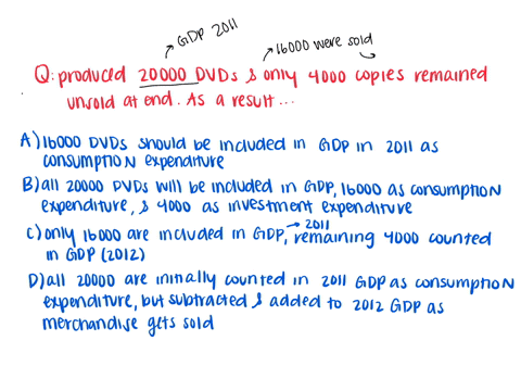 the-arcadia-entertainment-co-produced-20000-dvds-of-the-movie-thor-in-2011-only-4000-copies-remained-unsold-at-the-end-of-2011-as-a-result-a-only-16000-dvds-should-be-included-in-gdp-in-2011-66038