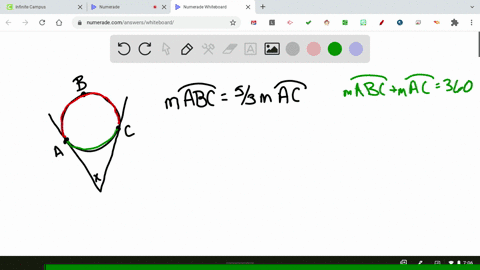 the-major-arc-cut-off-by-two-tangents-to-a-circle-from-an-outside-point-is-five-thirds-of-the-minor-75517