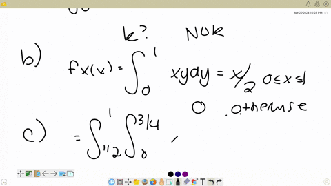 question-4-let-x-and-y-be-random-variables-the-joint-probability-density-function-of-x-is-as-follows-fxyxy-xy-0x-10-y-1elsewhere-a-find-the-value-of-k-that-makes-f-xy-xy-a-joint-probability-density-fu