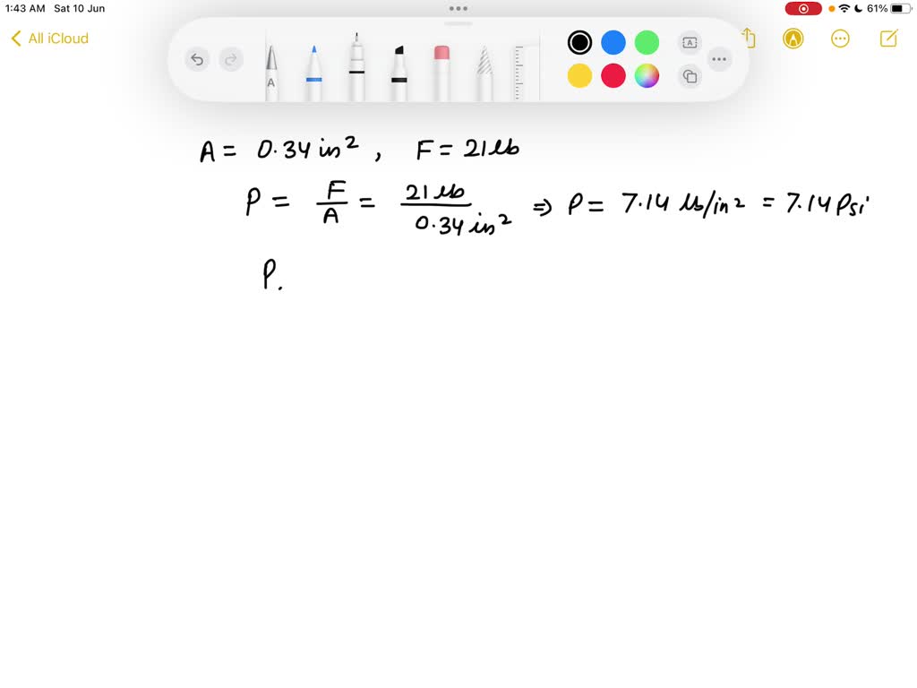 SOLVED A bicycle tire pump has a piston with area 0.34 in2. If a
