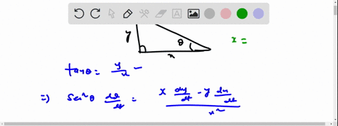 let-in-radians-be-an-acute-angle-in-a-right-triangle-and-let-x-and-y-respectively-be-the-lengths-of-the-sides-adjacent-to-and-opposite-suppose-also-that-x-and-y-vary-with-time-at-a-certain-i-66893