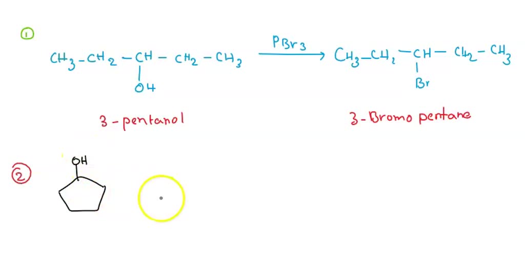 SOLVED: From the table of available reagents, select the one(s) you would  use to convert: 3-pentanol to 3-bromopentane. cyclopentanol to  cyclopentylmethanol. Use the minimum number of steps; in no case are more