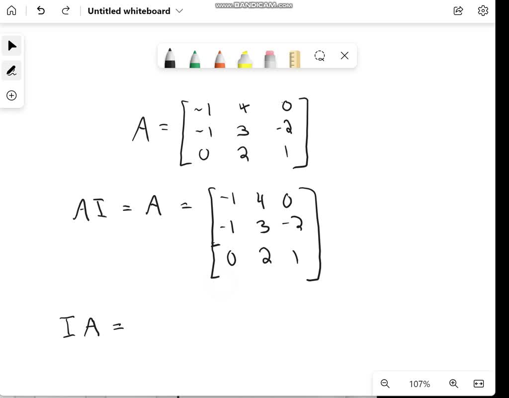 SOLVED: point) If -[ A = and [ is the 3 X 3 identity matrix, then AI ...