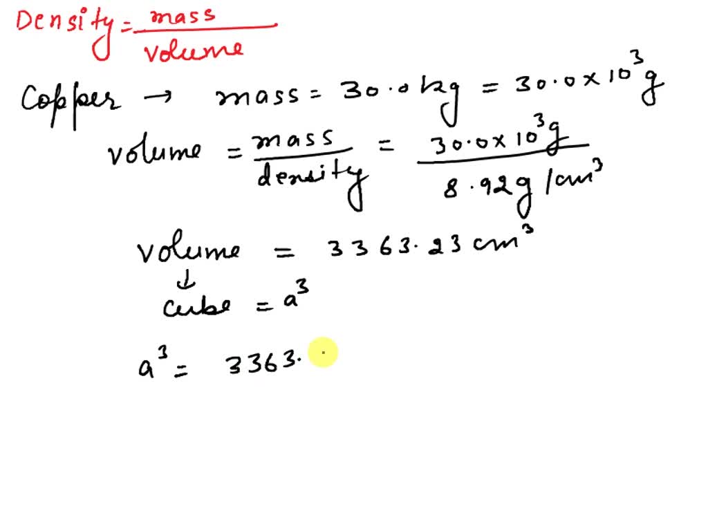 SOLVED The density of copper metal is 8.92 g/cmÂ³. A cube of copper