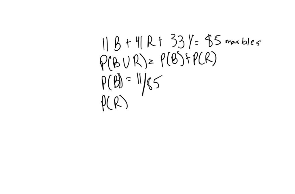 SOLVED There are 11 blue marbles, 41 red marbles, and 33 yellow
