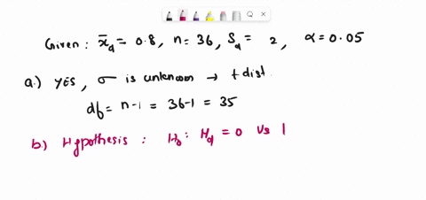 for-a-random-sample-of-36-data-pairs-the-sample-mean-of-the-difference-was-08-the-sample-standard-deviation-of-the-difference-was-2-at-the-5-level-of-significance-test-the-claim-that-the-pop-11816