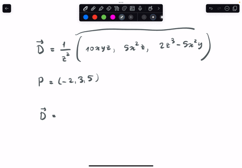 calculate-nabla-cdot-mathbfd-at-the-point-specified-if-a-mathbfdleft1-z2rightleft10-x-y-z-mathbfa_xright-left5-x2-z-mathbfa_yleft2-z3-5-x2-yright-mathbfa_zright-at-p-235